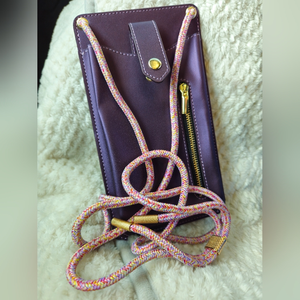 Crossbody Purse Phone Wallet Clutch Mini Shoulder Bag Leather Purple Shopping